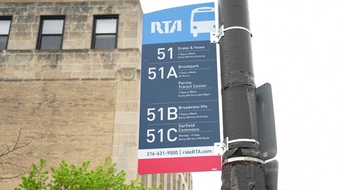 The RTA bus stop outside of Seeds of Literacy's W. 25th location.