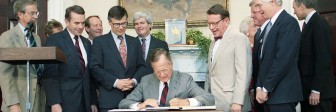 President Bush participates in a signing ceremony for H.R. 751, The National Literacy Act of 1991 (July 25, 1991)