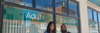 Jade Jarvis (Channel 5) outside of Seeds West with Ricco